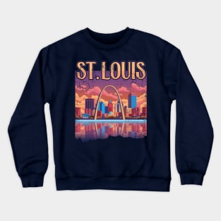 St Louis Gateway Arch City Skyline Art Crewneck Sweatshirt